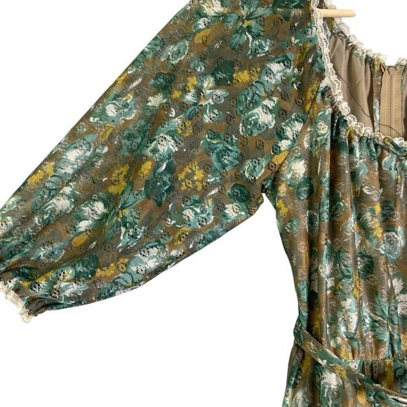 Vintage Kati for Laura Phillips 1970s Maxi Dress Green Blue Floral 12 - Picture 3 of 13